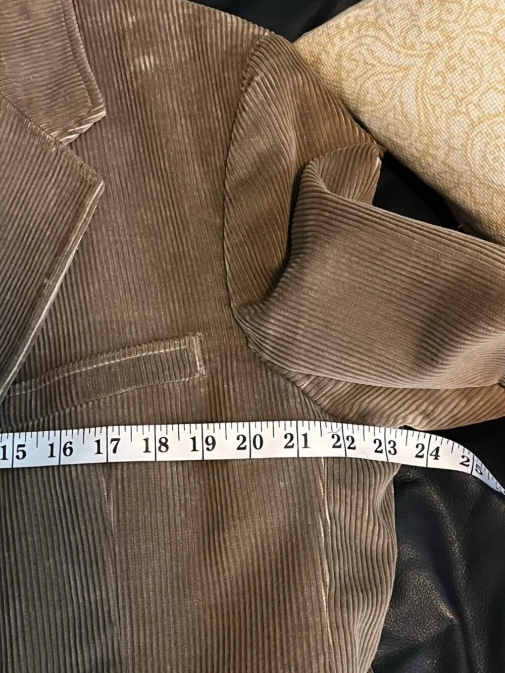 Vintage Egon Von Furstenberg Corduroy Blazer Fall Tan Suede Elbow Patches 46 R